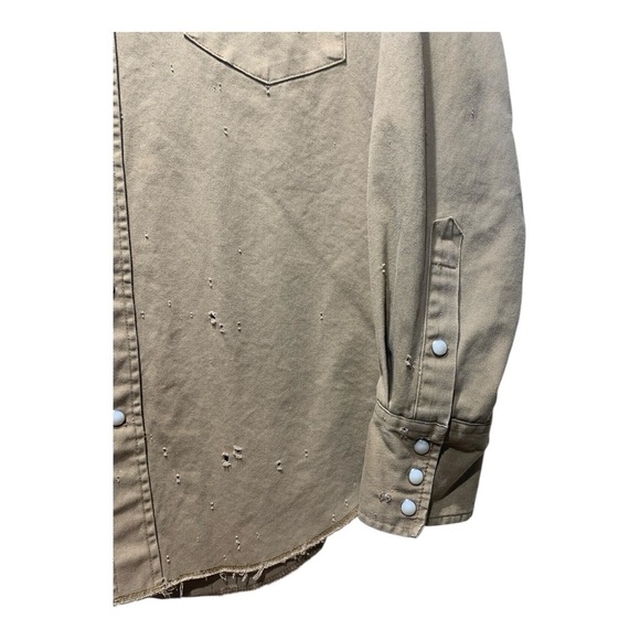 Vintage Men’s Distressed Snap Front Heavy Weight Long Sleeve Sz Large - Picture 2 of 5